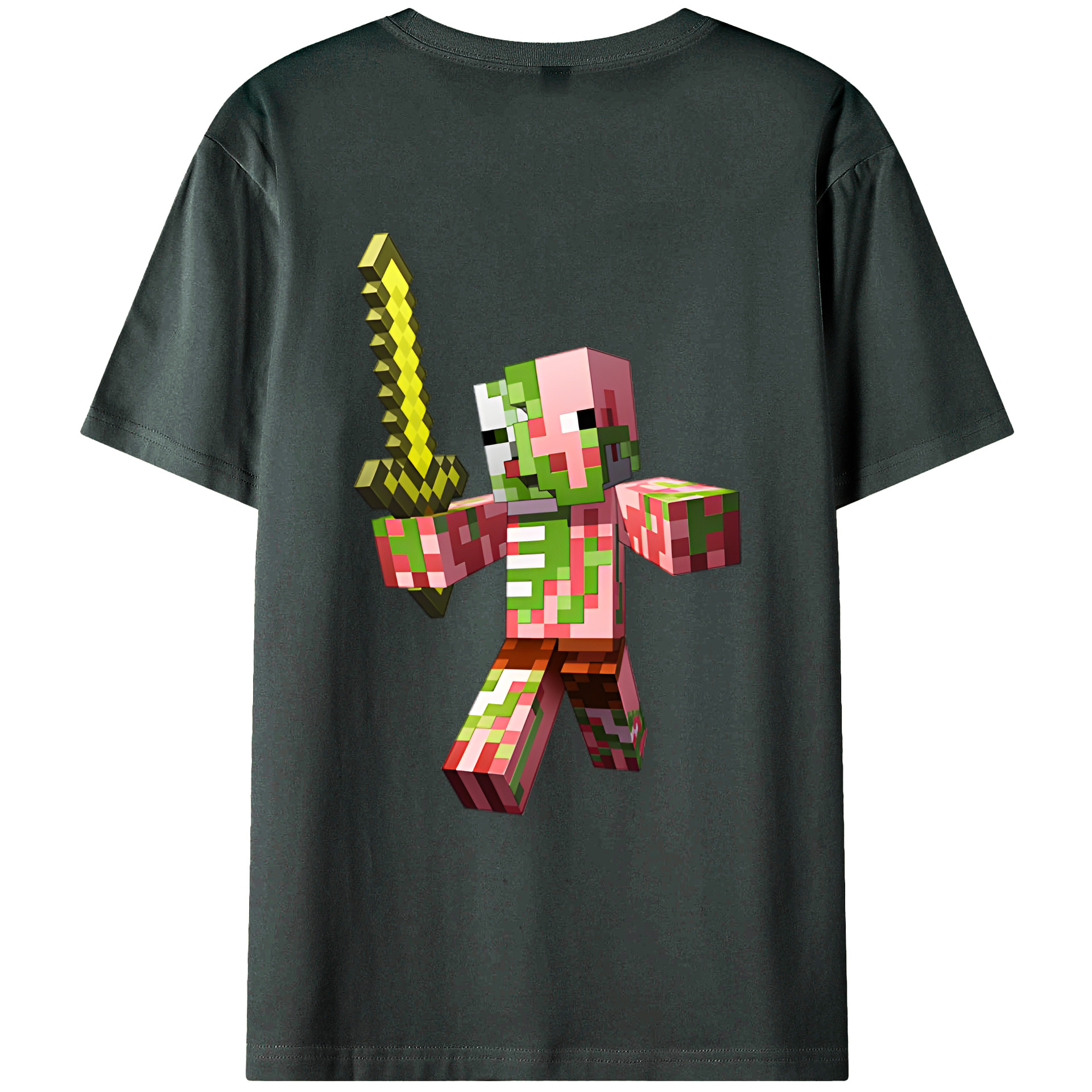 （画像用） マインクラフト ブロックの世界 Minecraft MC Block world 綿100％ メンズ半袖Tシャツ（バックプリント） 通気性